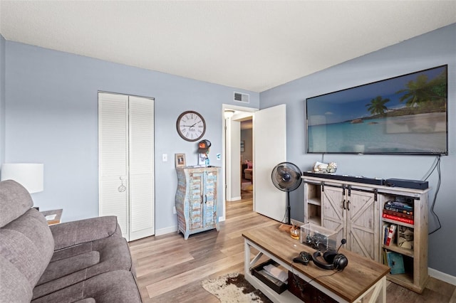 living room featuring light hardwood / wood-style flooring