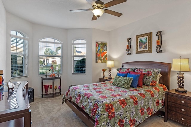 bedroom with carpet floors and ceiling fan