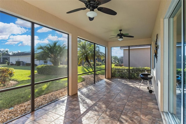 view of unfurnished sunroom