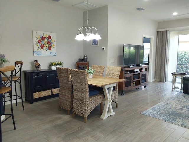 dining room with an inviting chandelier