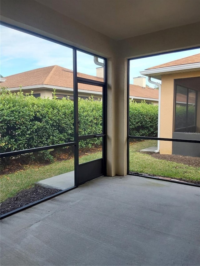 view of unfurnished sunroom