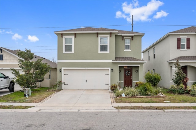 view of front property with a garage