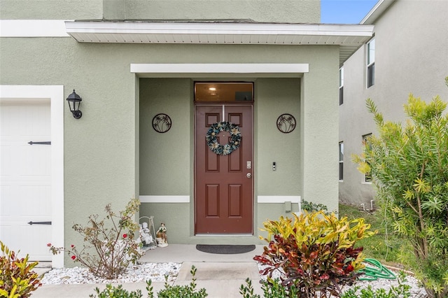 entrance to property with a garage