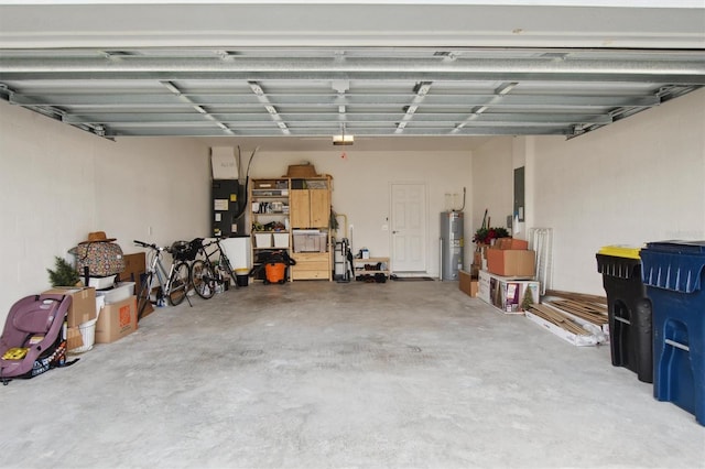 garage with electric water heater