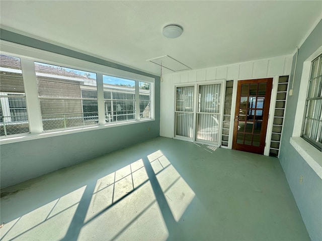 view of unfurnished sunroom