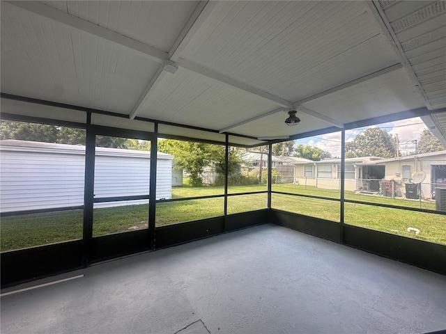 view of unfurnished sunroom