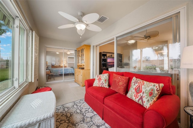 view of tiled living room