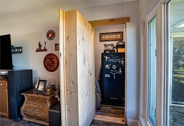 hall featuring dark hardwood / wood-style floors