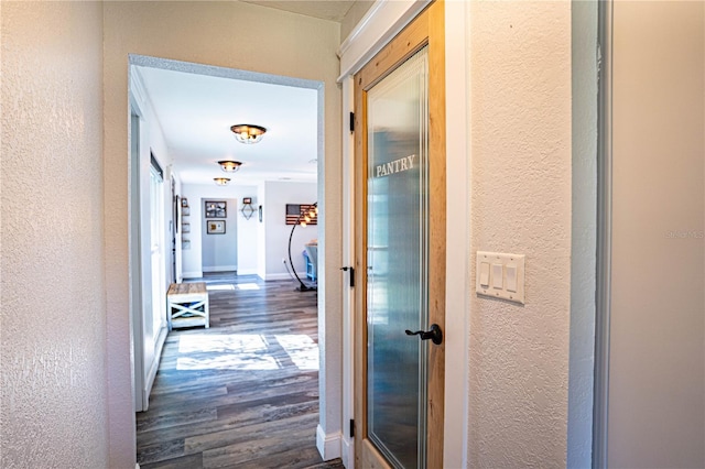 hall with dark hardwood / wood-style flooring