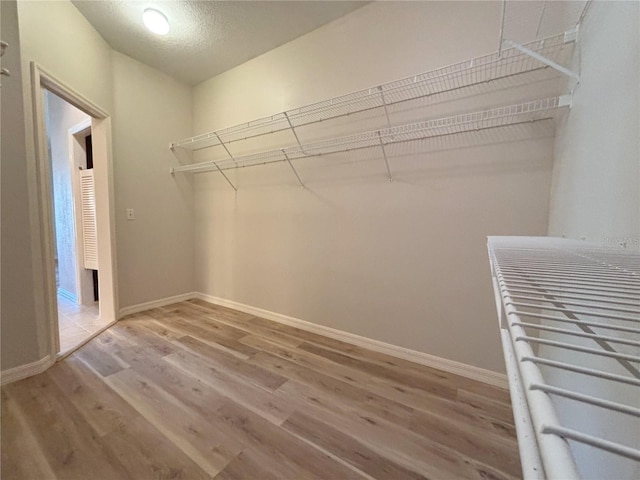 walk in closet with hardwood / wood-style flooring