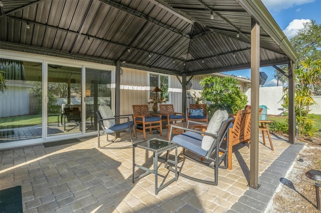 view of patio / terrace with a gazebo