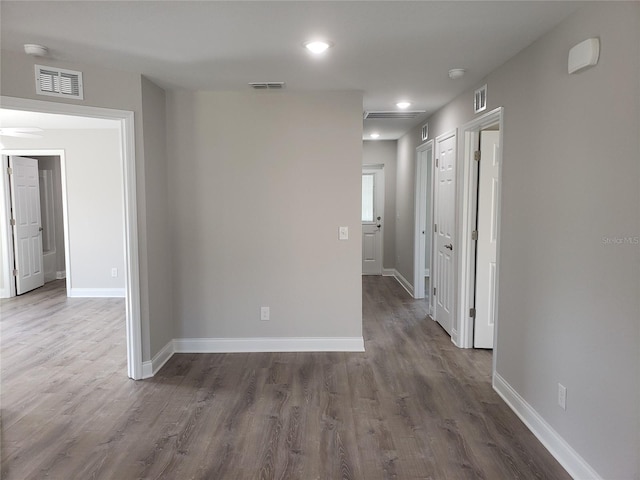 empty room featuring dark hardwood / wood-style floors