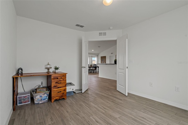 office area featuring light hardwood / wood-style floors