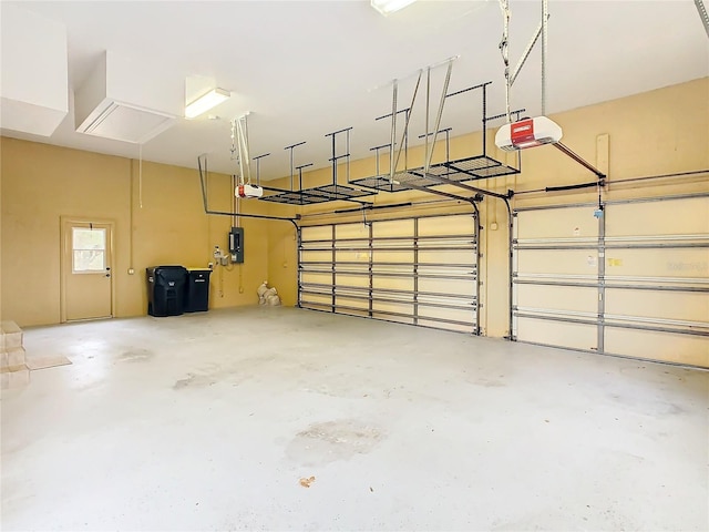 garage with a garage door opener