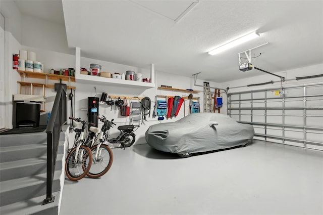 garage with a garage door opener