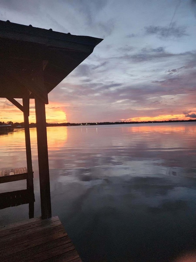 dock area featuring a water view