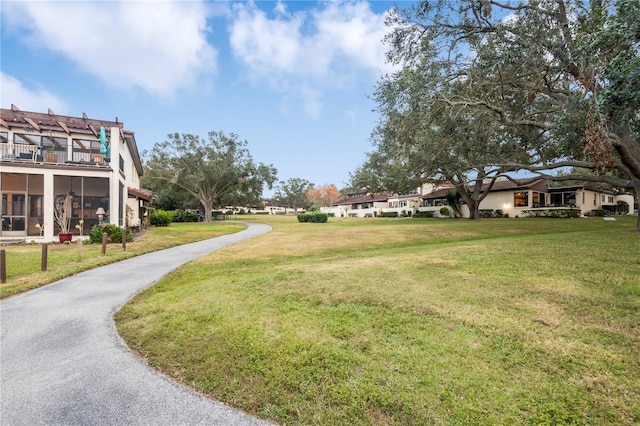 view of community featuring a lawn