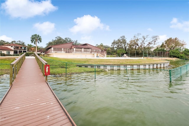 view of dock featuring a water view