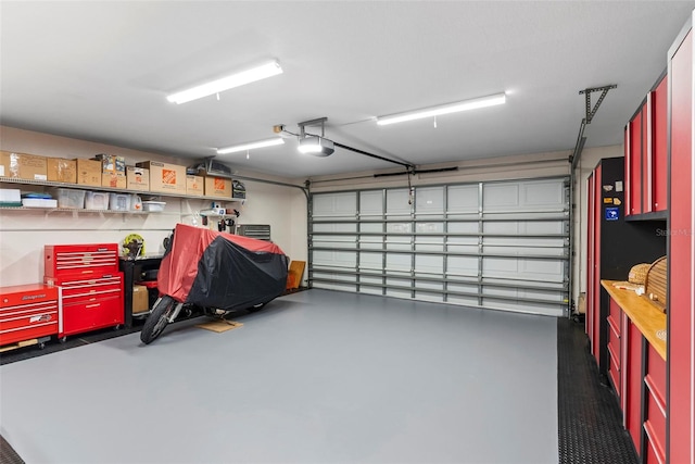 garage with a garage door opener