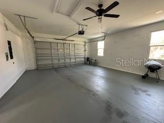 garage with ceiling fan