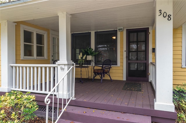 deck with a porch