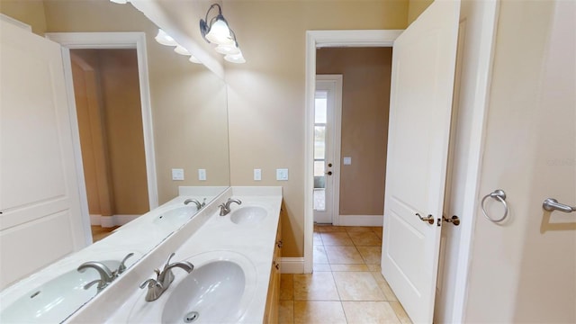 bathroom featuring tile patterned flooring and vanity