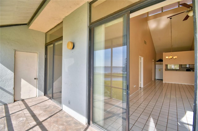 balcony with ceiling fan