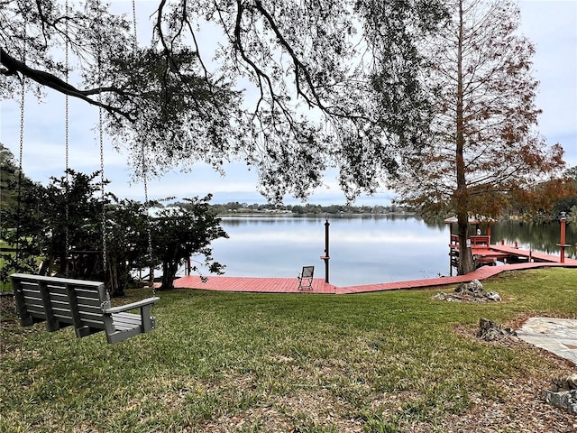 water view with a boat dock