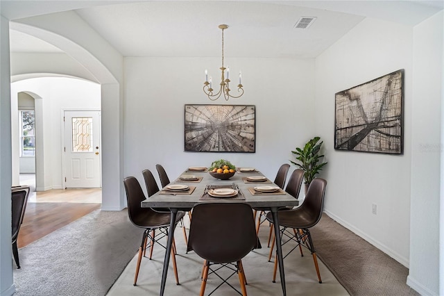 dining room with an inviting chandelier