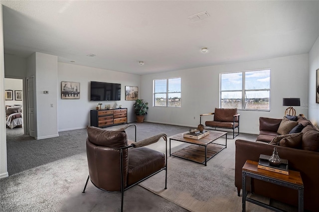 carpeted living room with a wealth of natural light