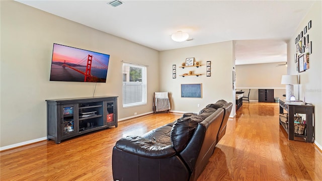 living room with wood-type flooring