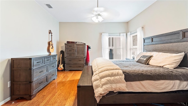 bedroom with light wood-type flooring