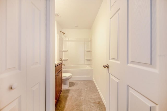 full bathroom with vanity, toilet, and shower / bath combination