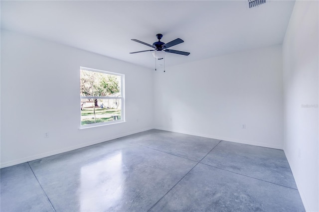 unfurnished room with ceiling fan