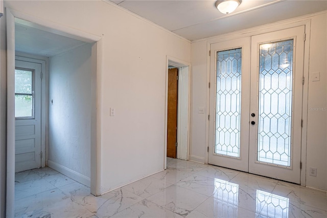 foyer featuring french doors