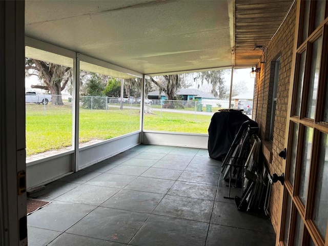 view of unfurnished sunroom