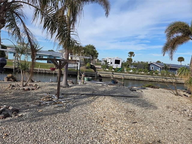 view of yard with a water view