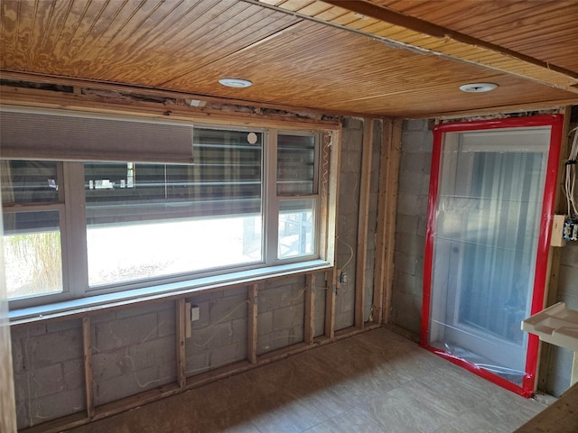 interior space with wood ceiling