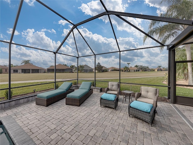 view of patio / terrace with glass enclosure