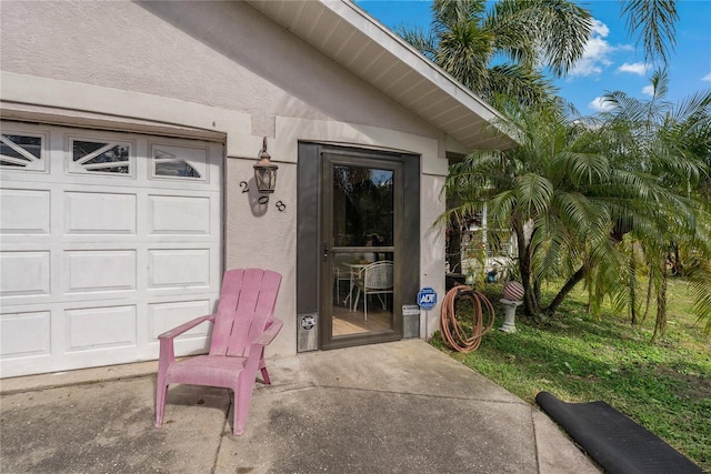 entrance to property with a garage