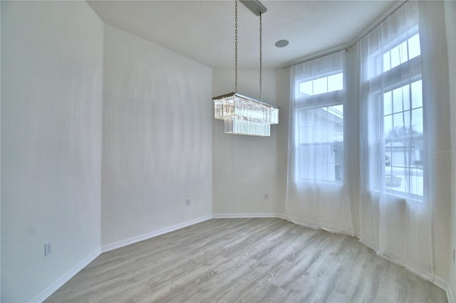 unfurnished dining area featuring light hardwood / wood-style floors