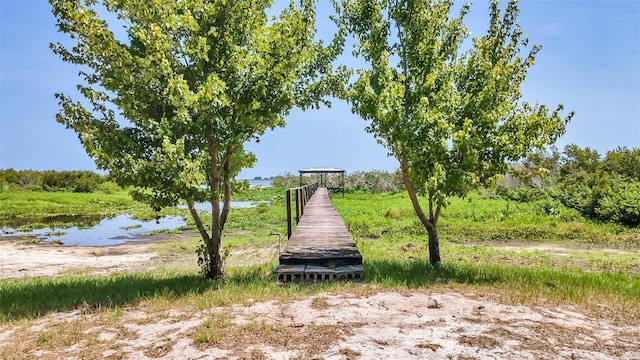 view of property's community with a water view