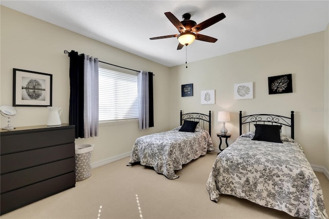 bedroom with carpet flooring and ceiling fan