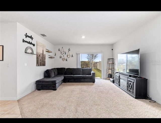 view of tiled living room