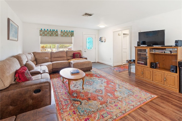 living room featuring wood-type flooring