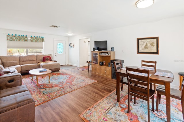 living room with hardwood / wood-style flooring