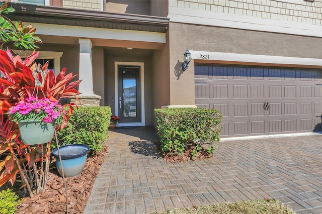 entrance to property with a garage