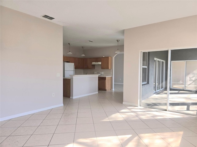 interior space featuring light tile patterned floors