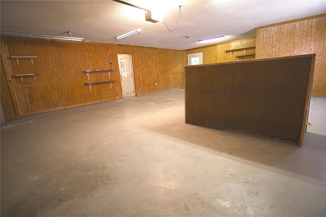 basement with wooden walls