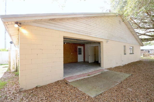 exterior space featuring a garage